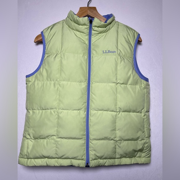 L.L. Bean Reversible Green Blue Fall Winter Hiking Puffer Vest Women’s Size M - Picture 1 of 5